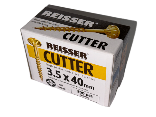 REISSER CUTTER PZ COUNTERSUNK HIGH PERFORMANCE WOOD SCREWS 3.5MM X 40MM 200 PACK