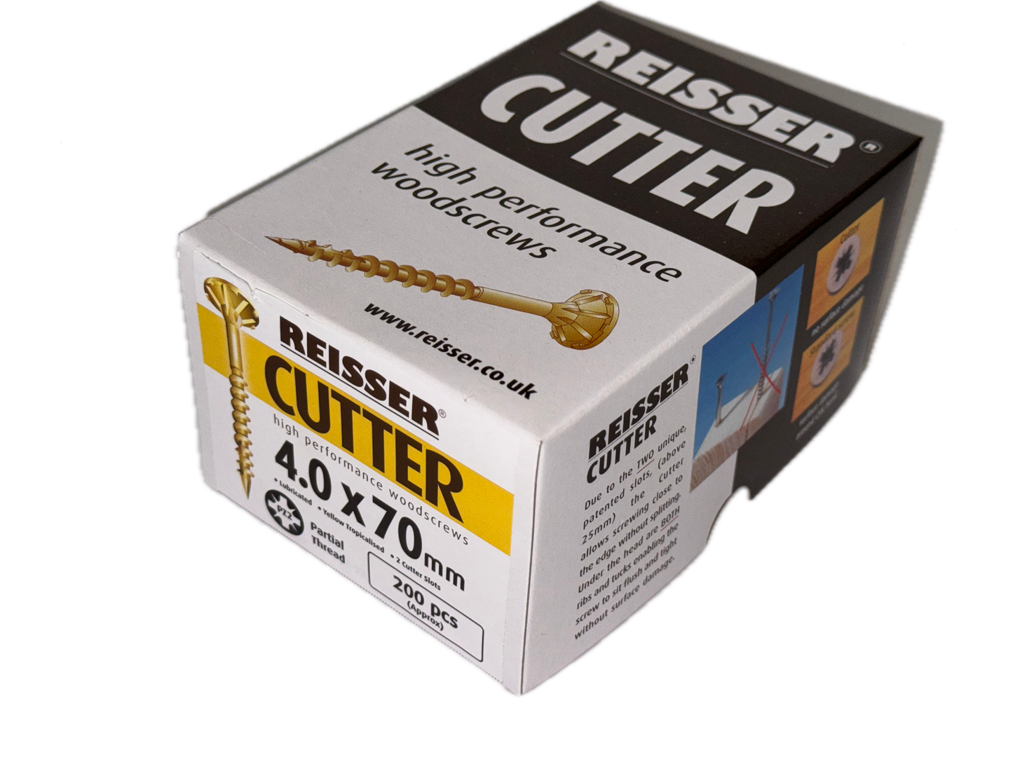 REISSER CUTTER PZ COUNTERSUNK HIGH PERFORMANCE WOOD SCREWS 4.0MM X 70MM 200 PACK