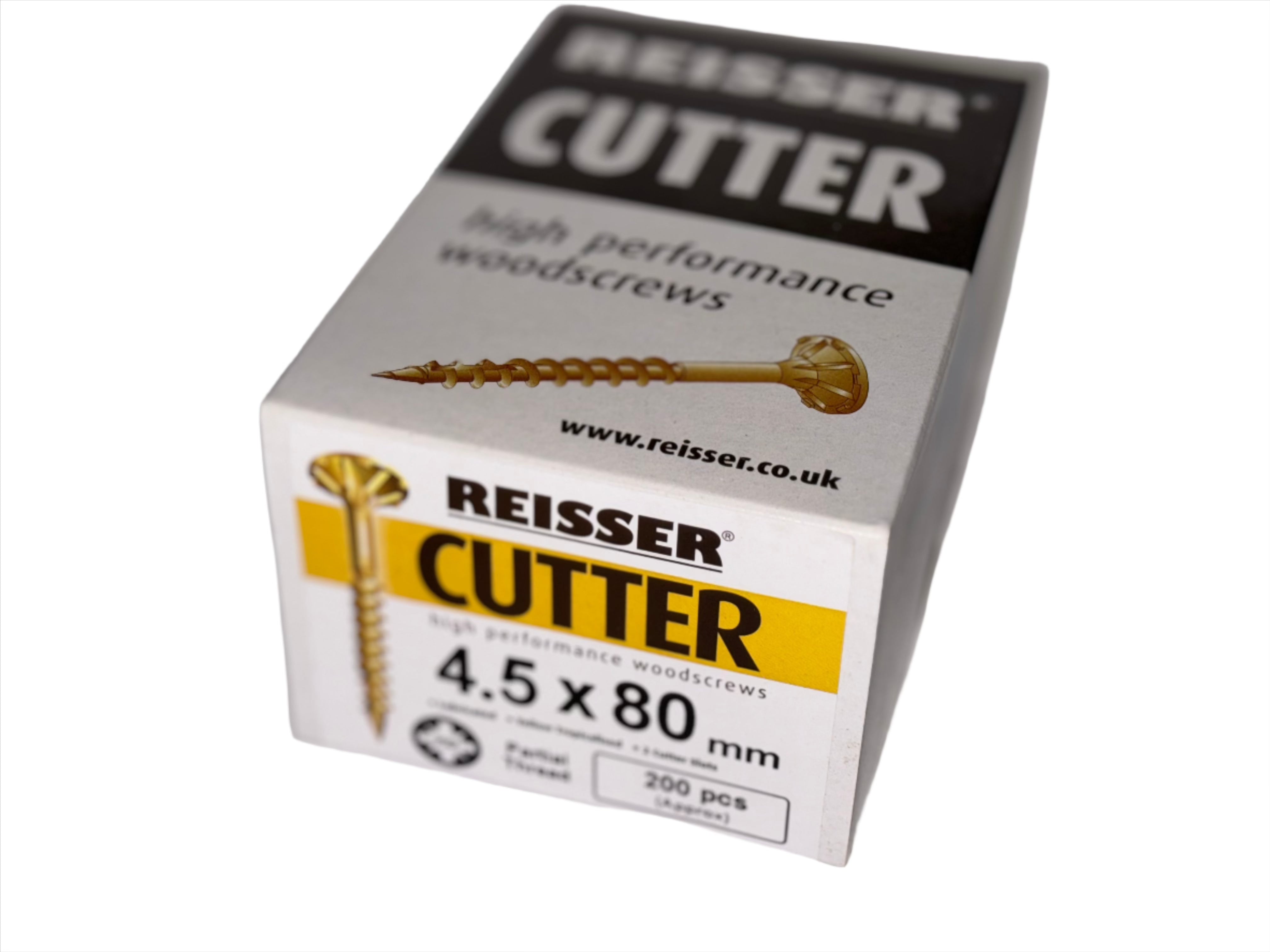 REISSER CUTTER PZ COUNTERSUNK HIGH PERFORMANCE WOOD SCREWS 4.5MM X 80MM 200 PACK