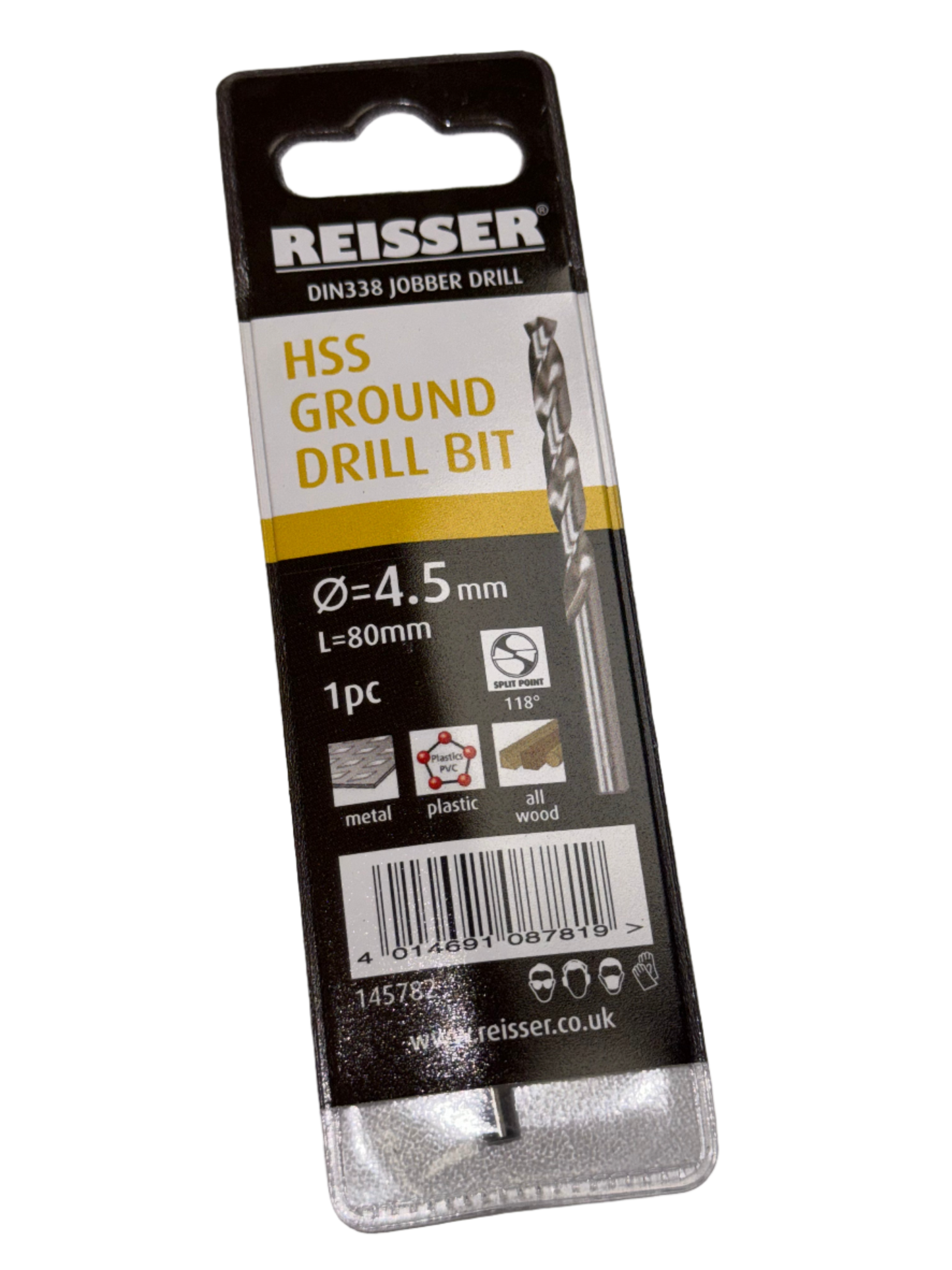 4.5mm HSS GROUND DIN338 JOBBER DRILL (WALLET 1pc)