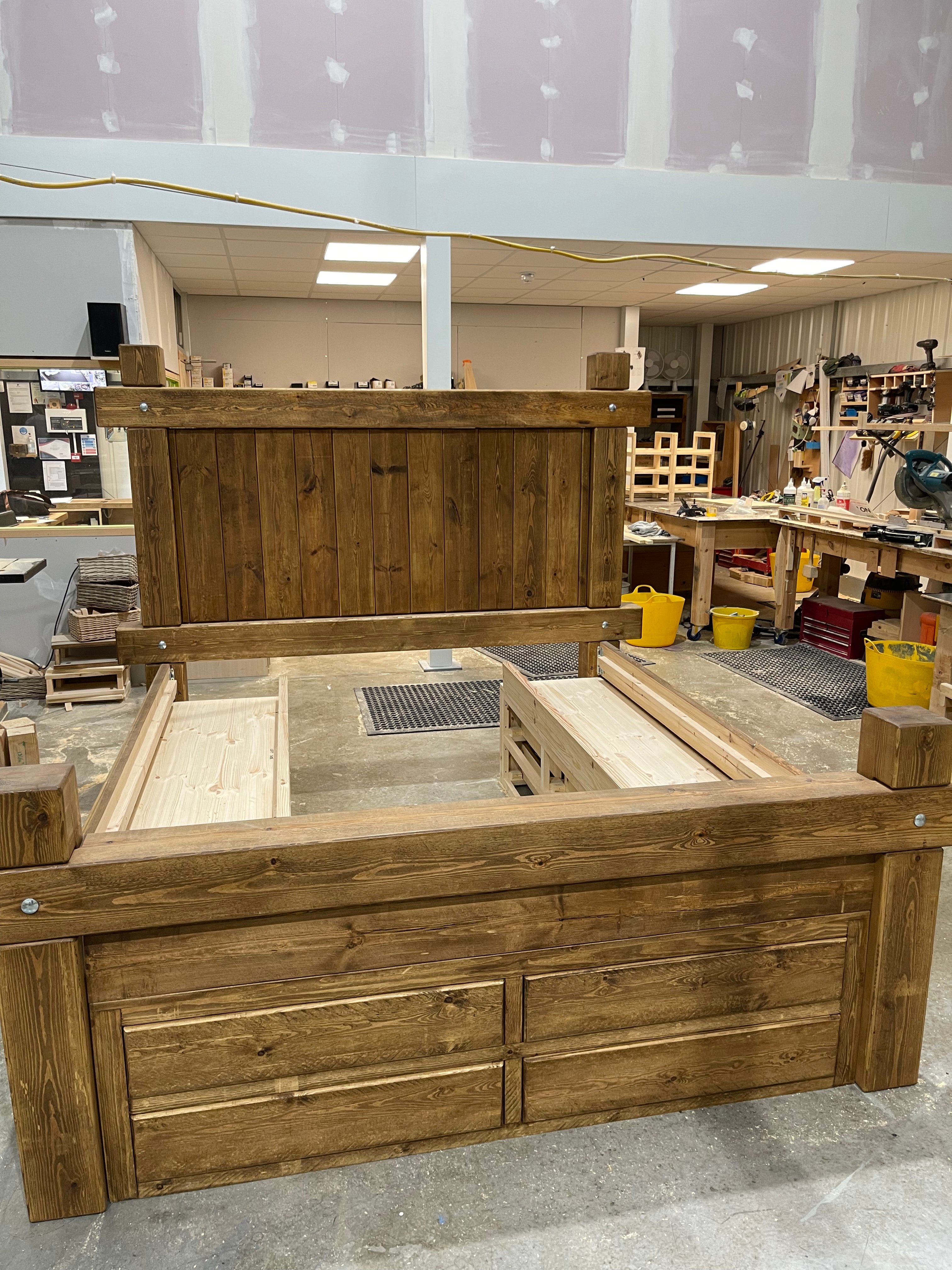 Kings Road Chunky Wood Bed with Drawers