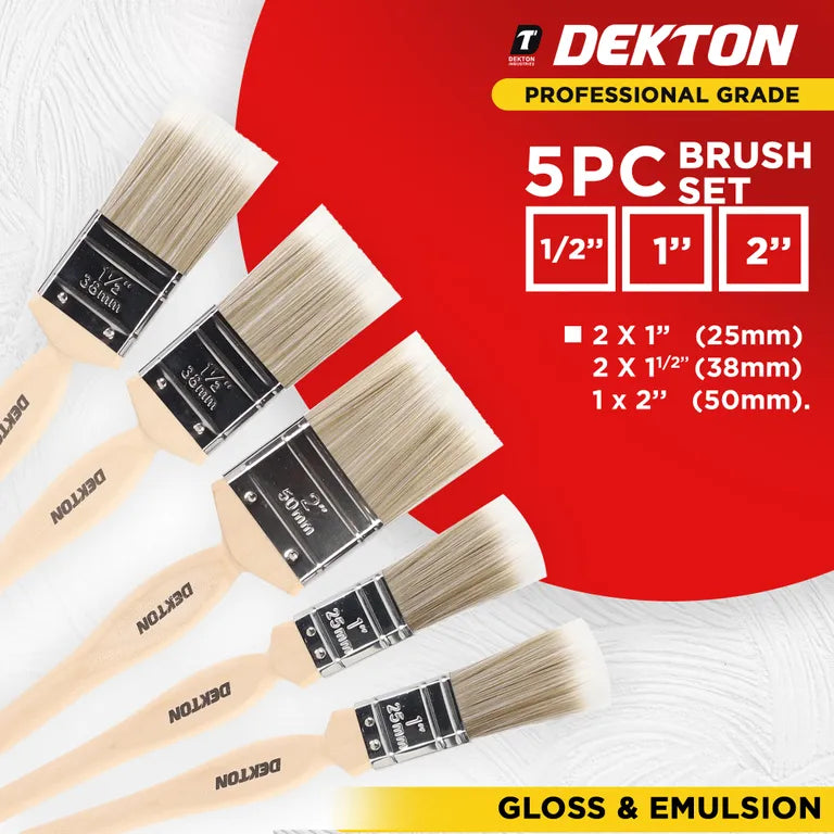 DEKTON 5PC PROFESSIONAL GRADE PAINTBRUSH SET