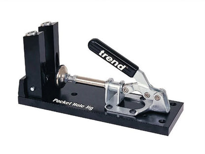 Trend Pocket Hole Jig Kit with Dual Column Jig, Face Clamp, HSS Drill Bit & Depth Setting Collar, 2 Square Bit Drives & 100 Pocket Hole Screws, PH/JIG