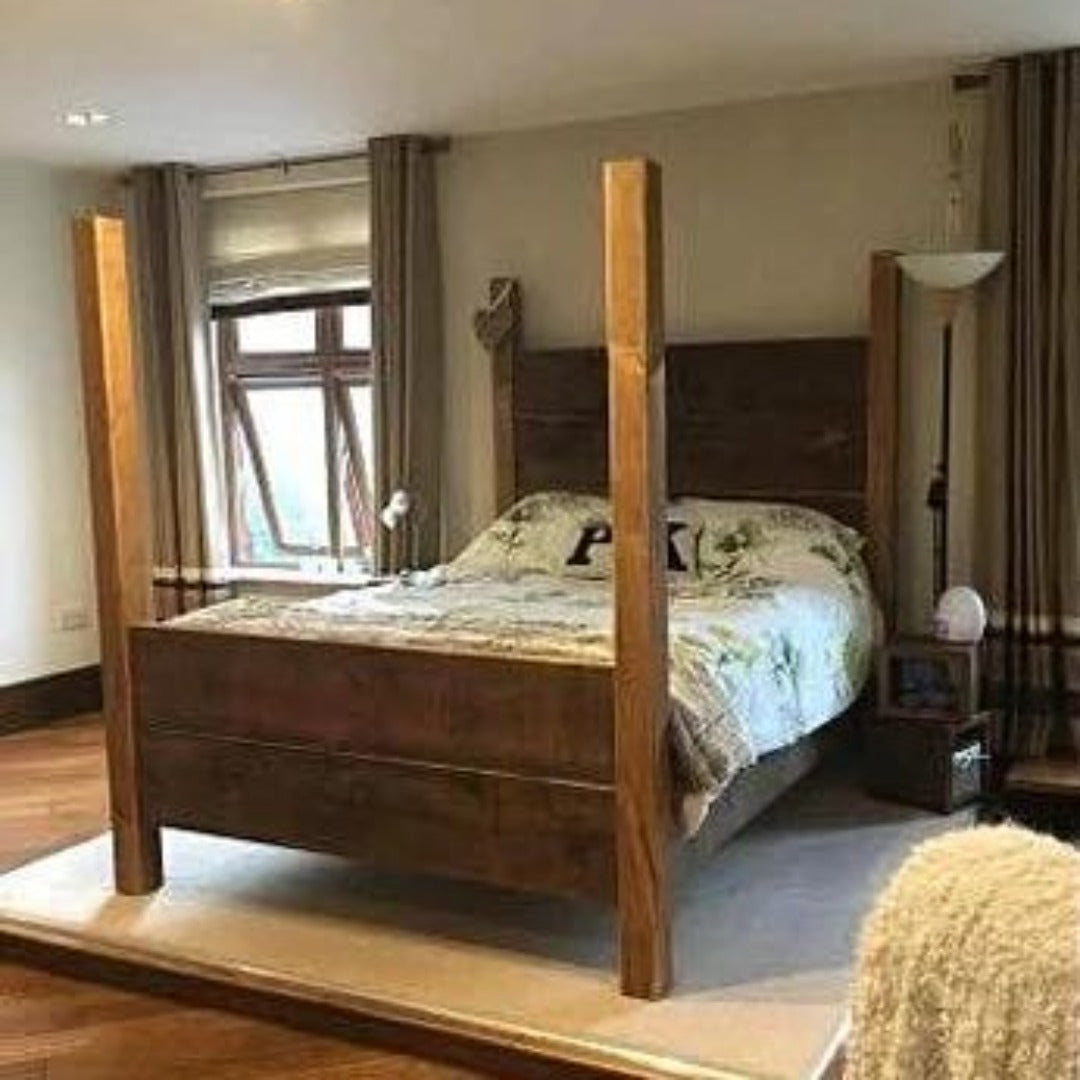 Winchester Rustic solid-wood four post bed.