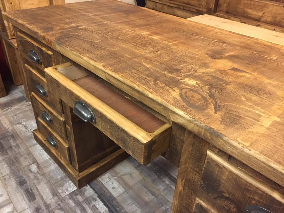 Nottingham Rustic Solid Wood Double Pedestal Desk. Desk