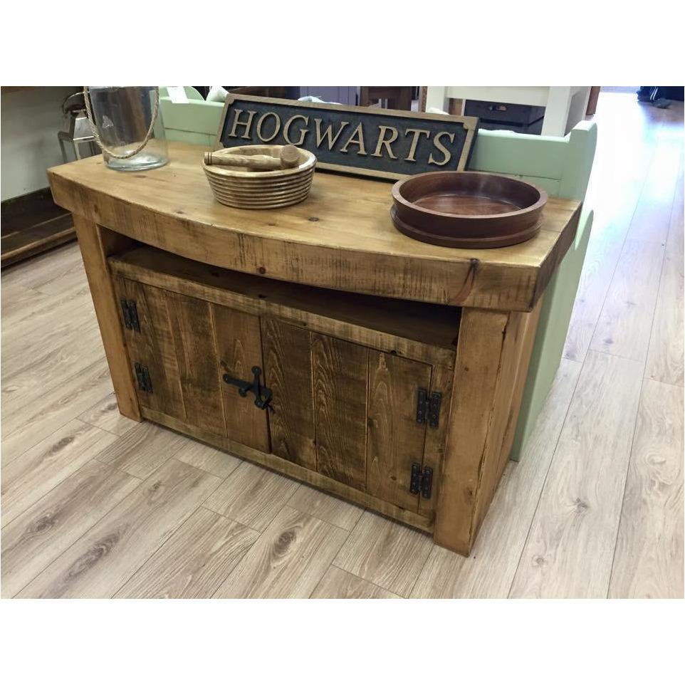 Grosvenor Chunky Rustic Tv Unit Made From Solid Wood.