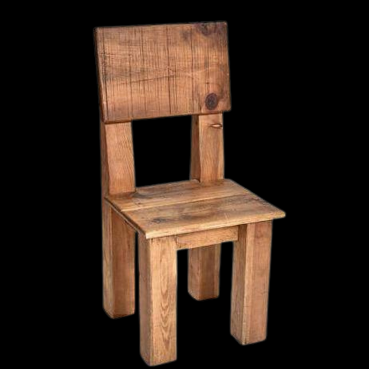 Monks rustic wood dining chair.